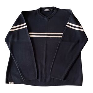 Quiksilver Men’s Vintage Knit Sweater | Navy with White Stripes | Size M